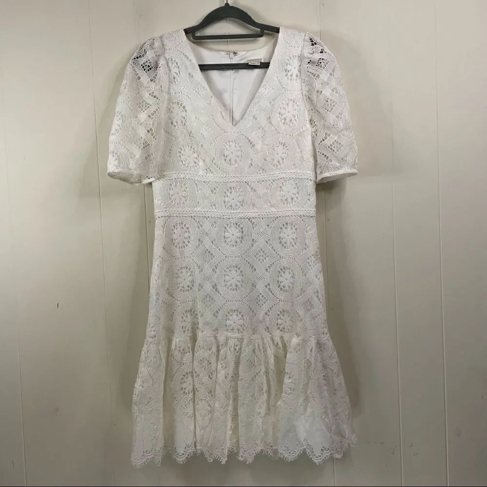 Shoshanna Ines Eyelet White Lace Dress Size 8
